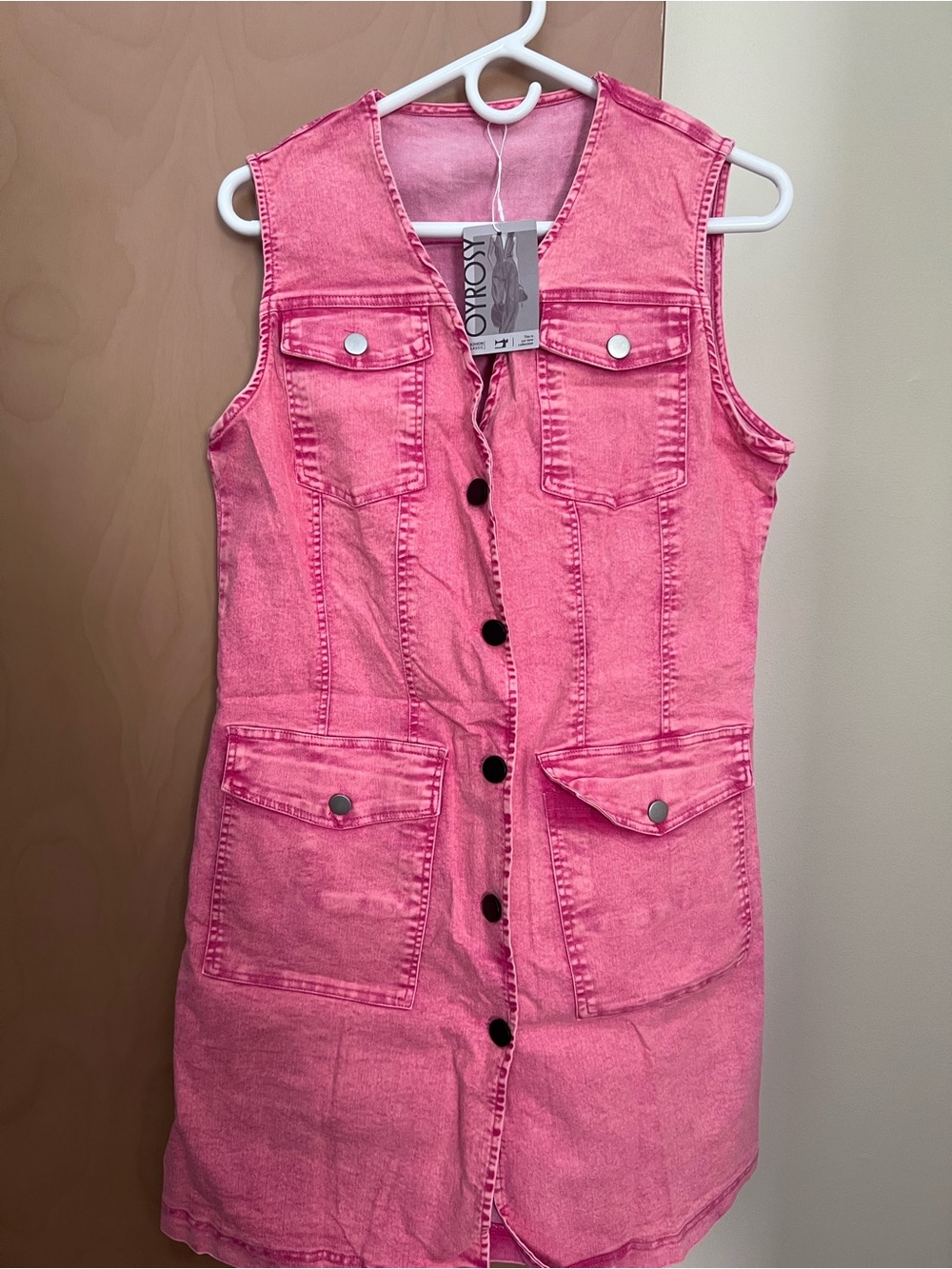 Women’s Pink Sleeveless Button-Front Mini Dress